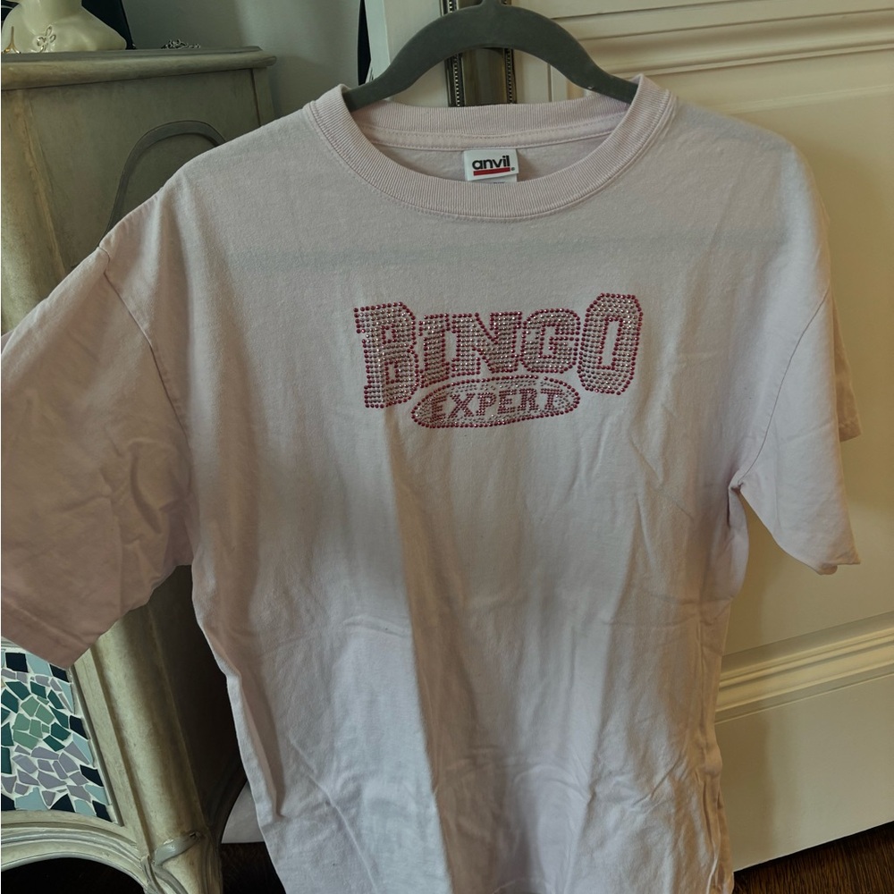 Anvil VINTAGE rhinestone Pink T-Shirt